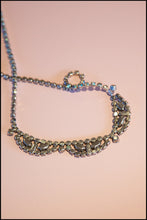 Vintage 1950s Blue Iridescent Rhinestone Necklace