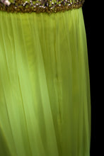 Vintage 1960s Neon Yellow Chiffon Beaded Dress
