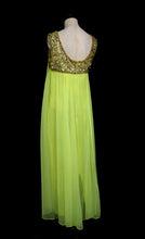 Vintage 1960s Neon Yellow Chiffon Beaded Dress