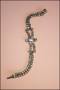 Vintage 1940s Art Deco Bow Rhinestone Bracelet