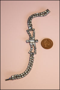 Vintage 1940s Art Deco Bow Rhinestone Bracelet
