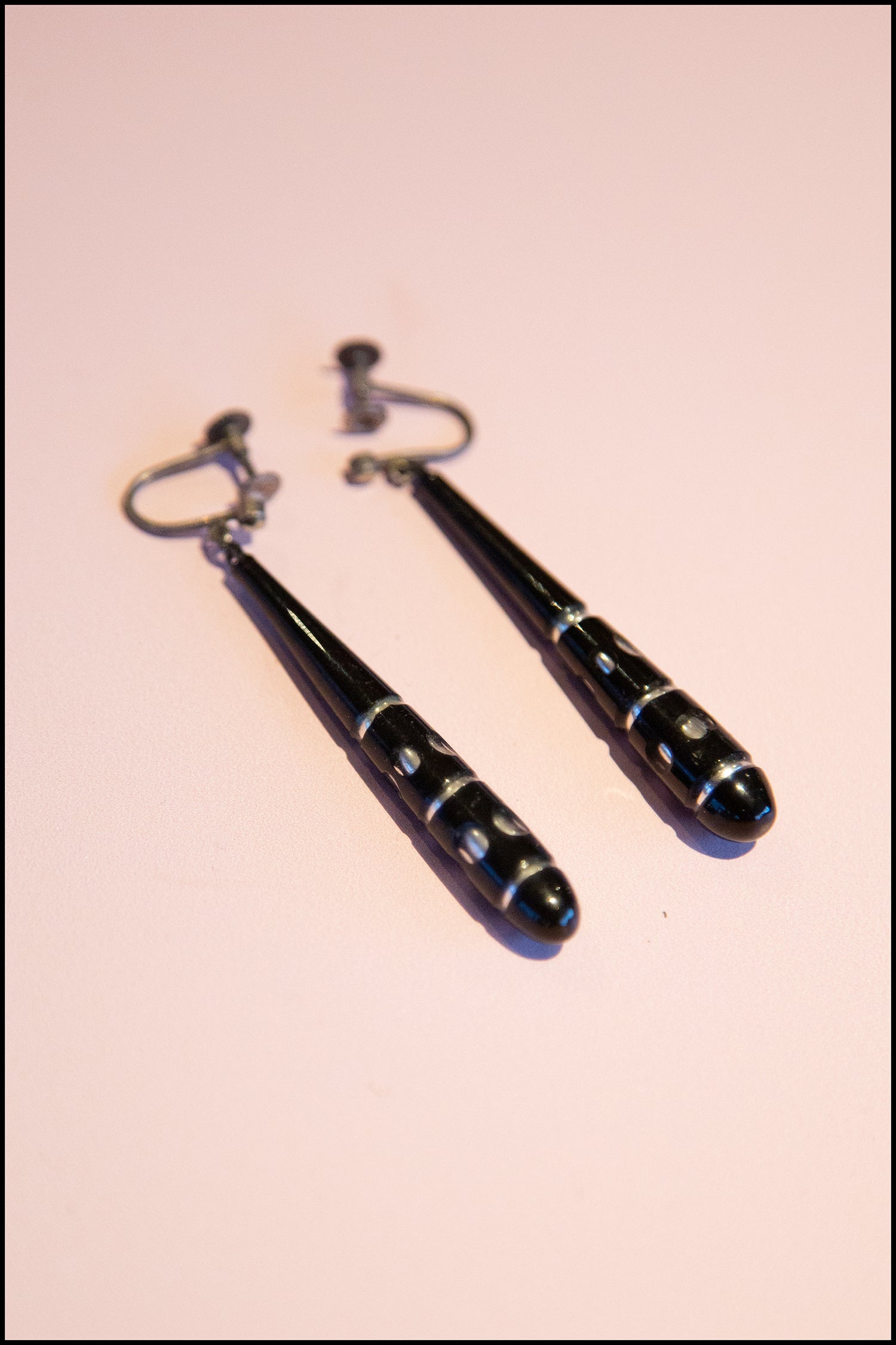Vintage 1920s Black Glass Drop Earrings