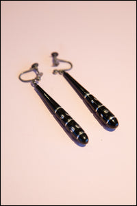 Vintage 1920s Black Glass Drop Earrings