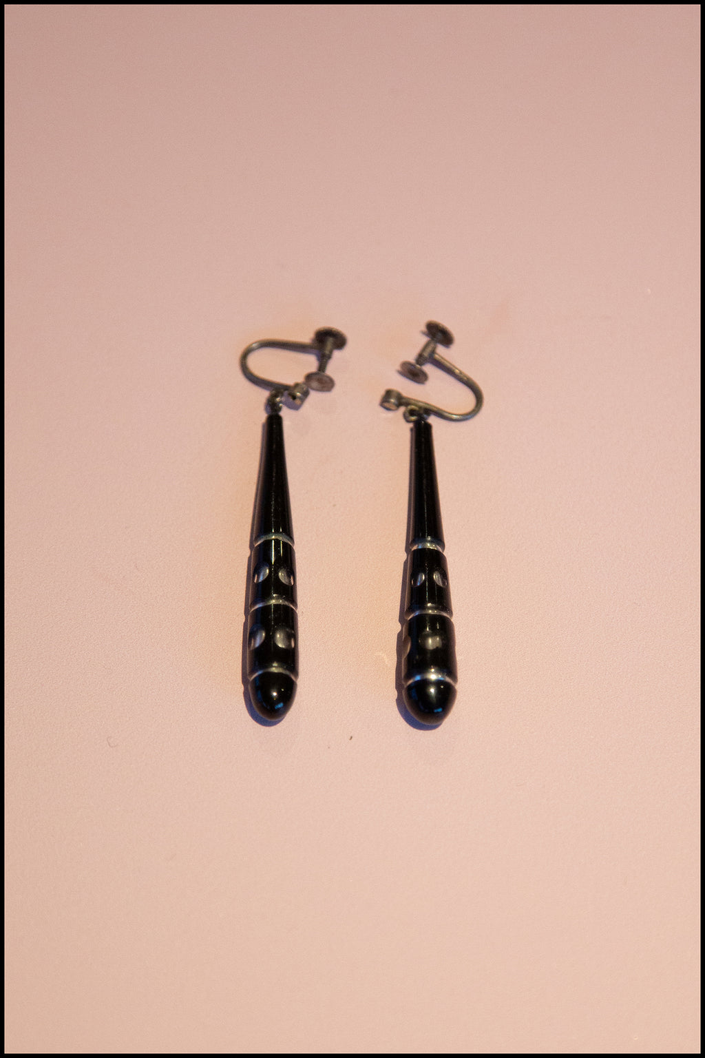 Vintage 1920s Black Glass Drop Earrings
