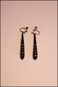 Vintage 1920s Black Glass Drop Earrings