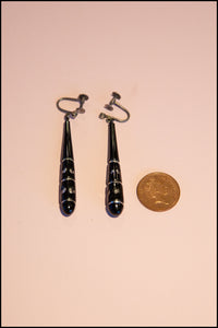 Vintage 1920s Black Glass Drop Earrings