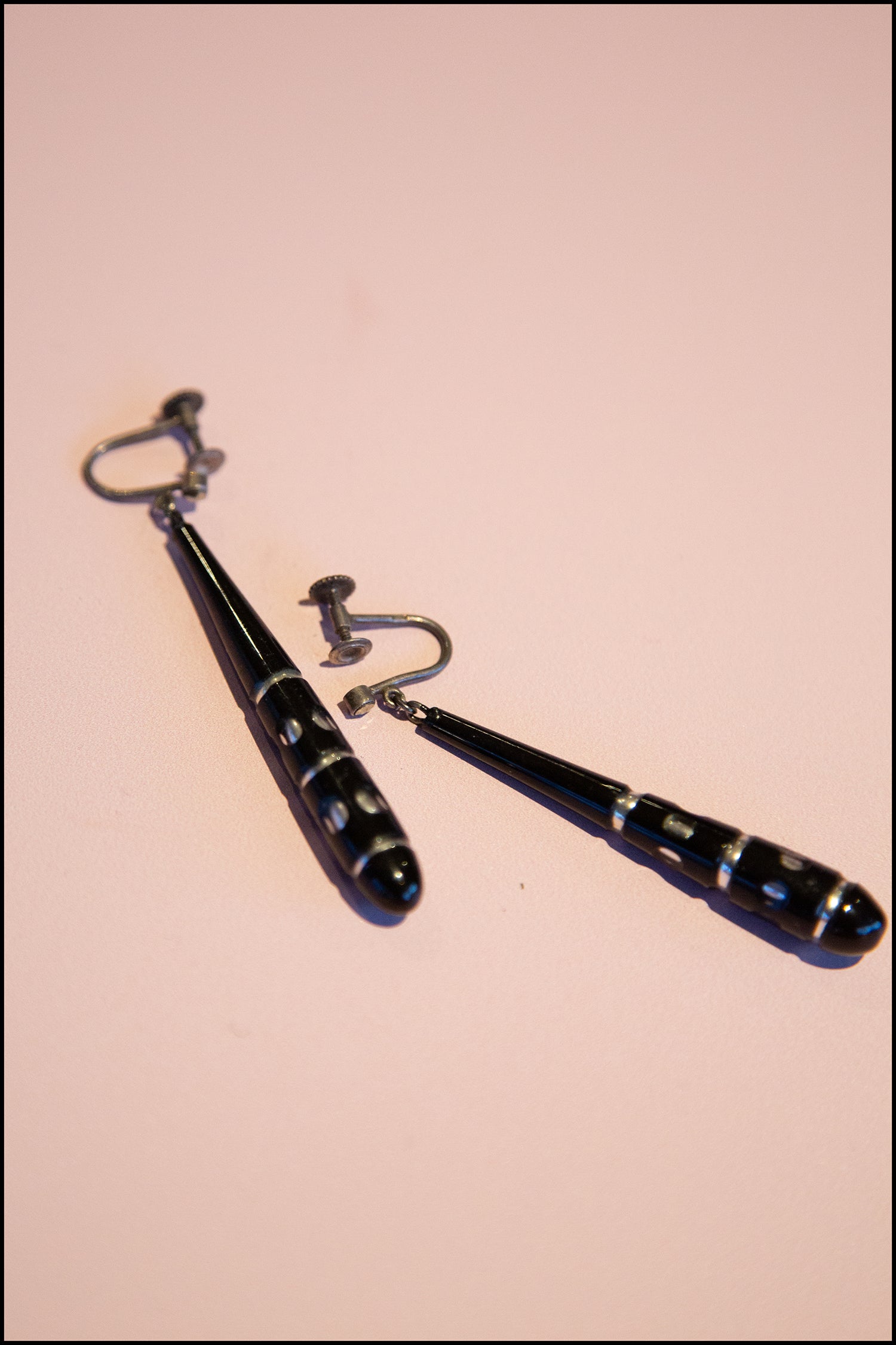 Vintage 1920s Black Glass Drop Earrings