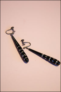 Vintage 1920s Black Glass Drop Earrings