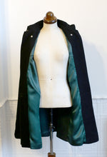Vintage 1950s Black Wool Cape