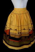 Vintage 1970s Yellow Novelty Egyptian Camel Print Full Skirt