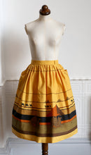 Vintage 1970s Yellow Novelty Egyptian Camel Print Full Skirt