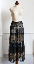 RESERVED FOR LINDA Vintage 1920s Black and Gold Lace Skirt