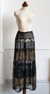 RESERVED FOR LINDA Vintage 1920s Black and Gold Lace Skirt
