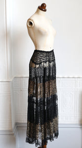 RESERVED FOR LINDA Vintage 1920s Black and Gold Lace Skirt