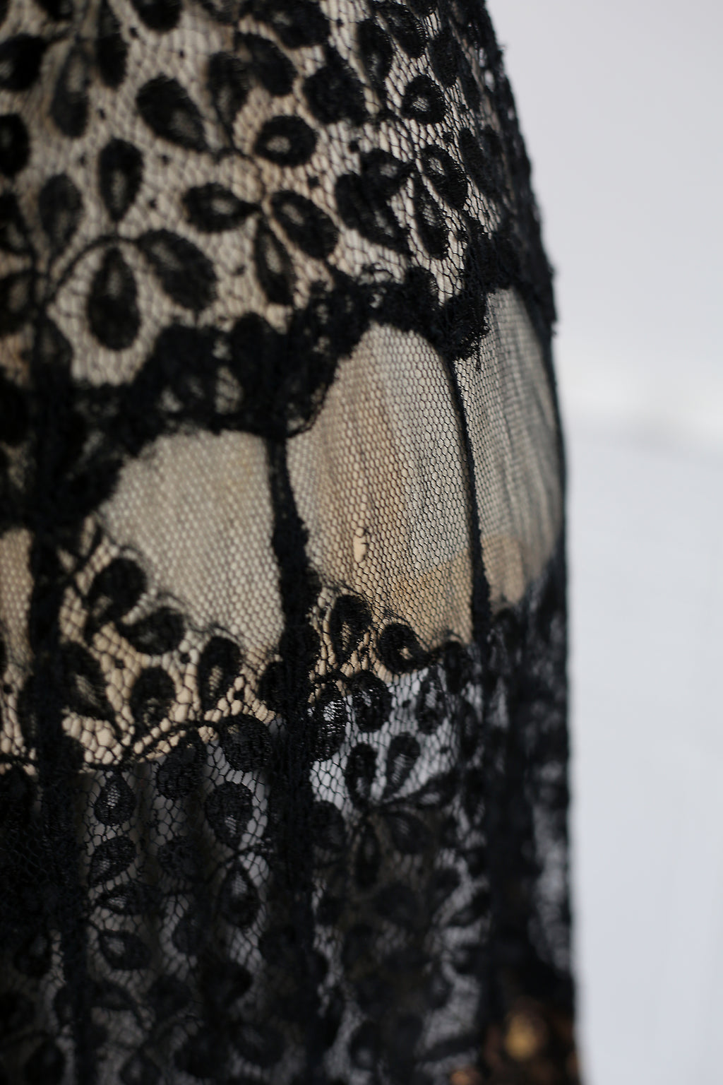 RESERVED FOR LINDA Vintage 1920s Black and Gold Lace Skirt