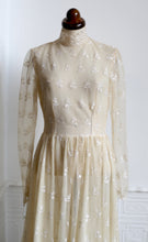 Vintage 1970s Edwardian Style Cream Lace Wedding Dress