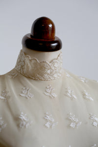 Vintage 1970s Edwardian Style Cream Lace Wedding Dress