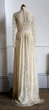 Vintage 1970s Edwardian Style Cream Lace Wedding Dress