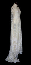Vintage 1970s Edwardian Style Cream Lace Wedding Dress