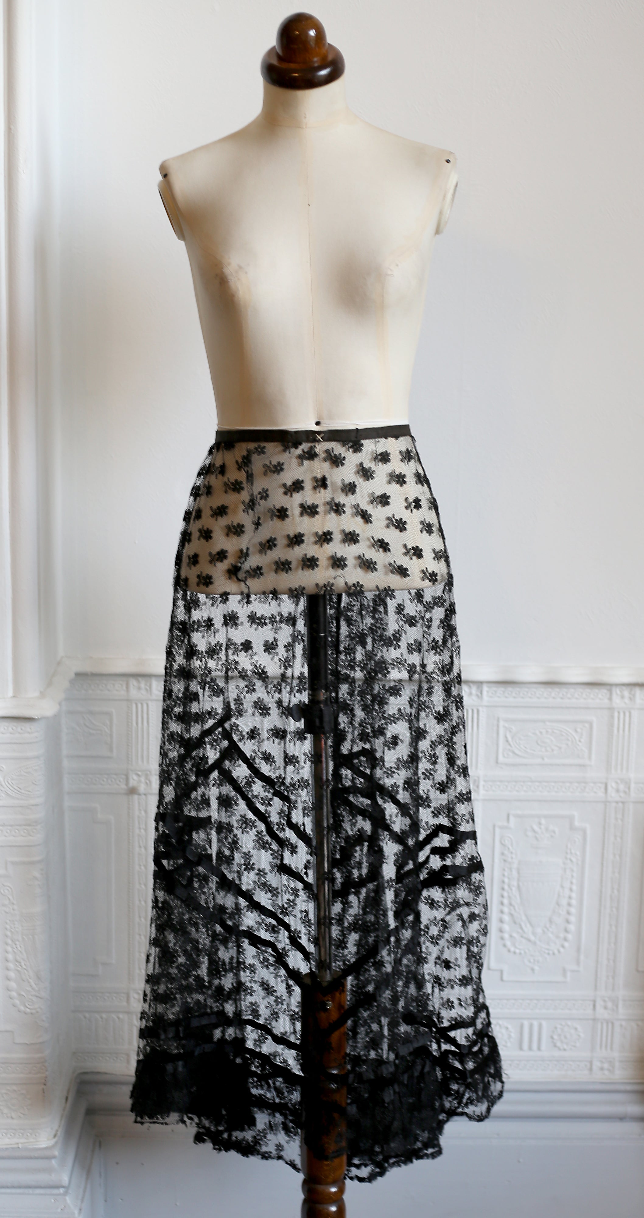 Vintage 1920s Black Lace Skirt