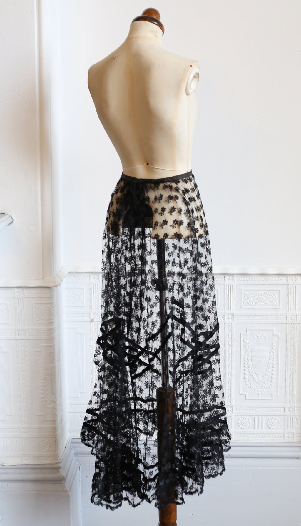 Vintage 1920s Black Lace Skirt