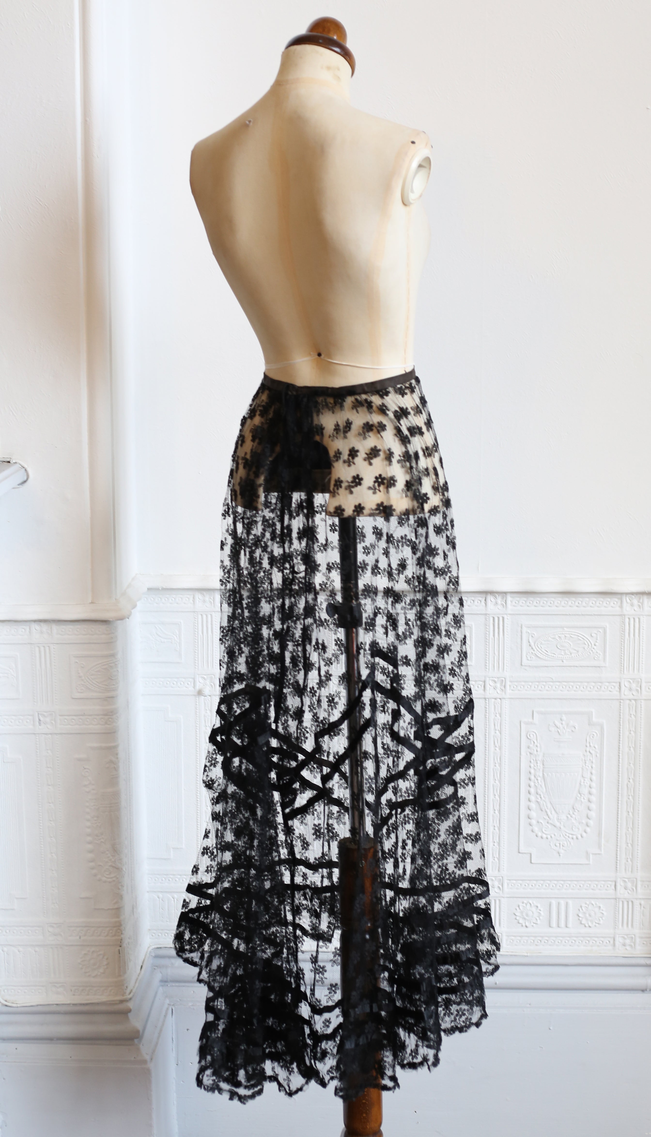 Vintage 1920s Black Lace Skirt