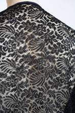 Vintage 1930s Black Lace Tie Top