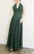 Vintage 1970s Emerald Green Lurex Maxi Dress