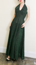 Vintage 1970s Emerald Green Lurex Maxi Dress