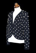 Vintage 1950s Black Polka dot Hand Knitted Cardigan