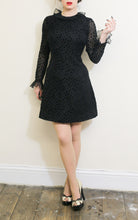 Vintage 1960s Black Dot Ruffle Mini Dress