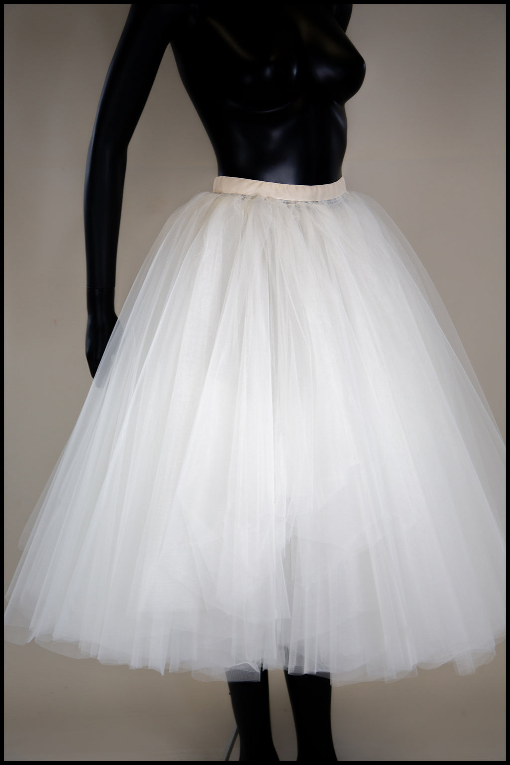 Ivory Tulle Ballet Midi Skirt