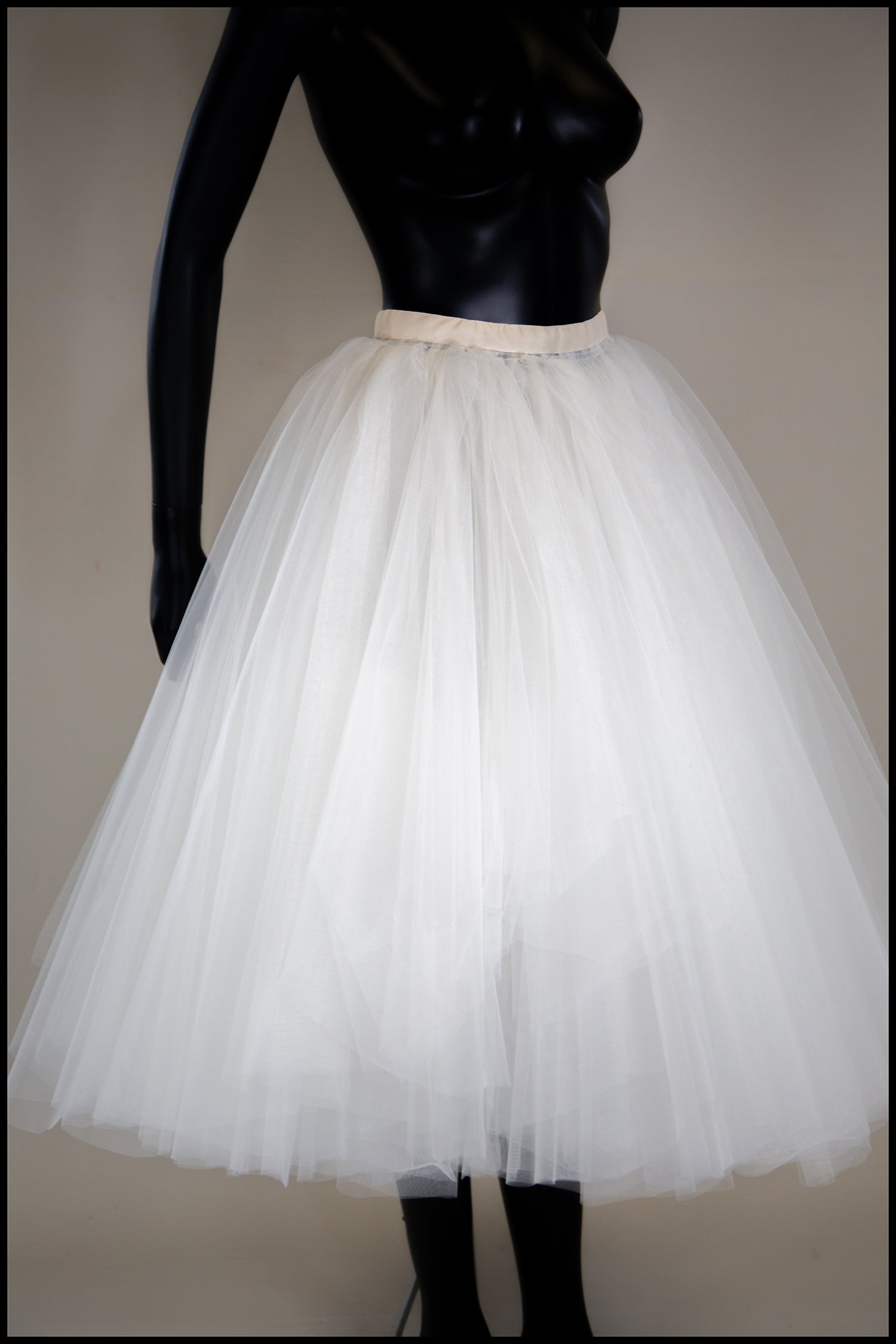 Ivory Tulle Ballet Midi Skirt