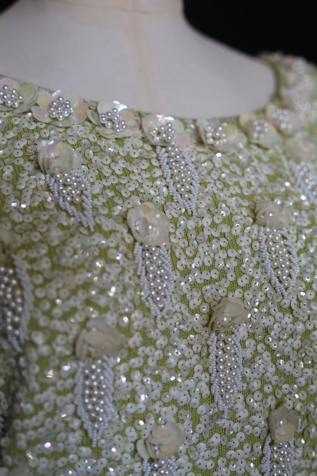 Vintage 1950s Lime Green Pearl Beaded Top