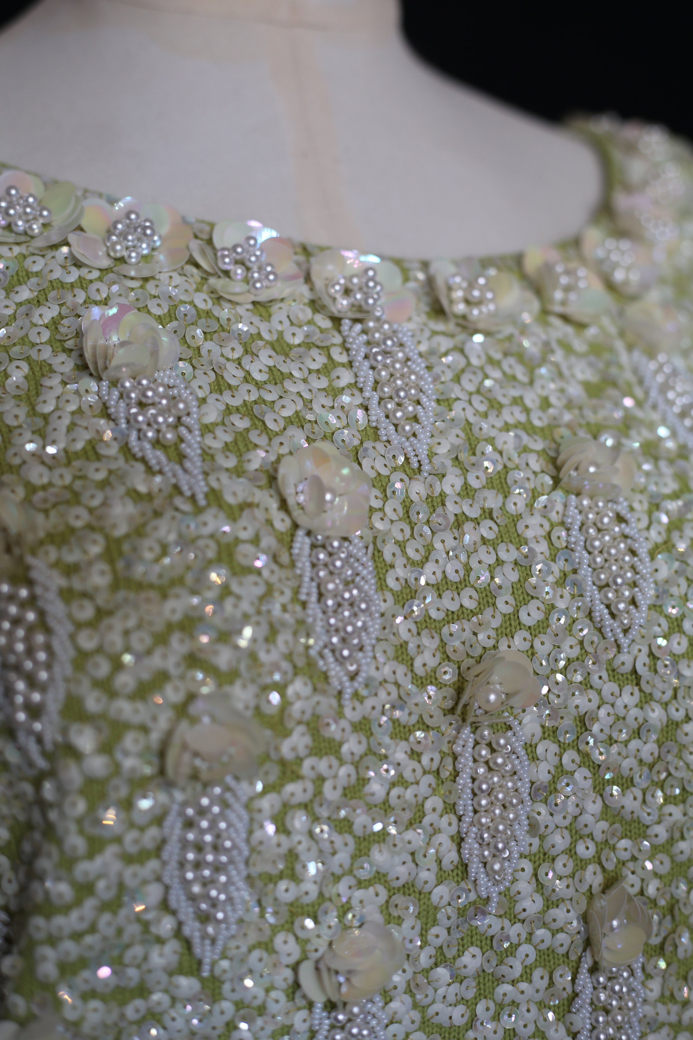 Vintage 1950s Lime Green Pearl Beaded Top