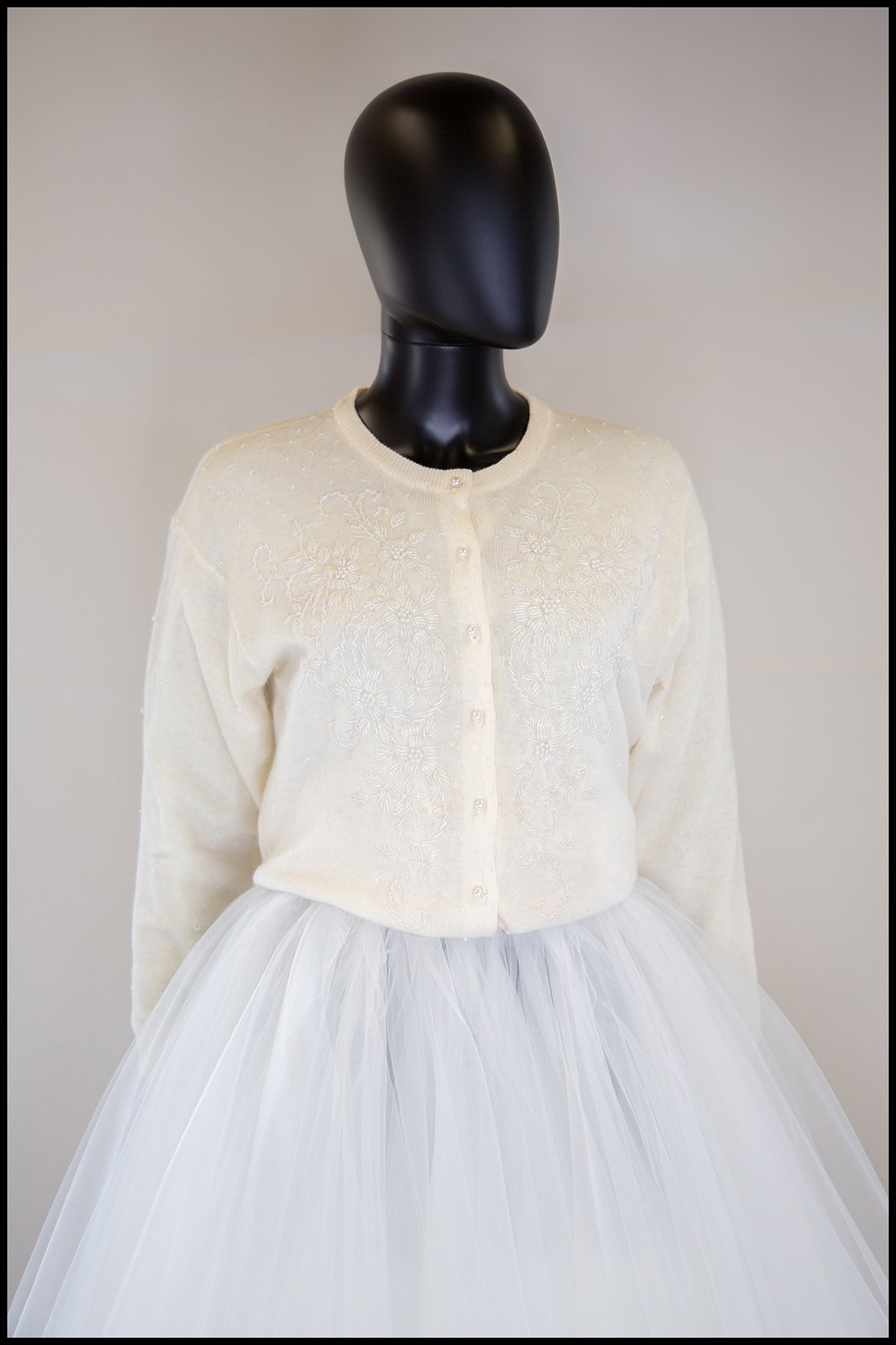 Ivory Tulle Ballet Midi Skirt
