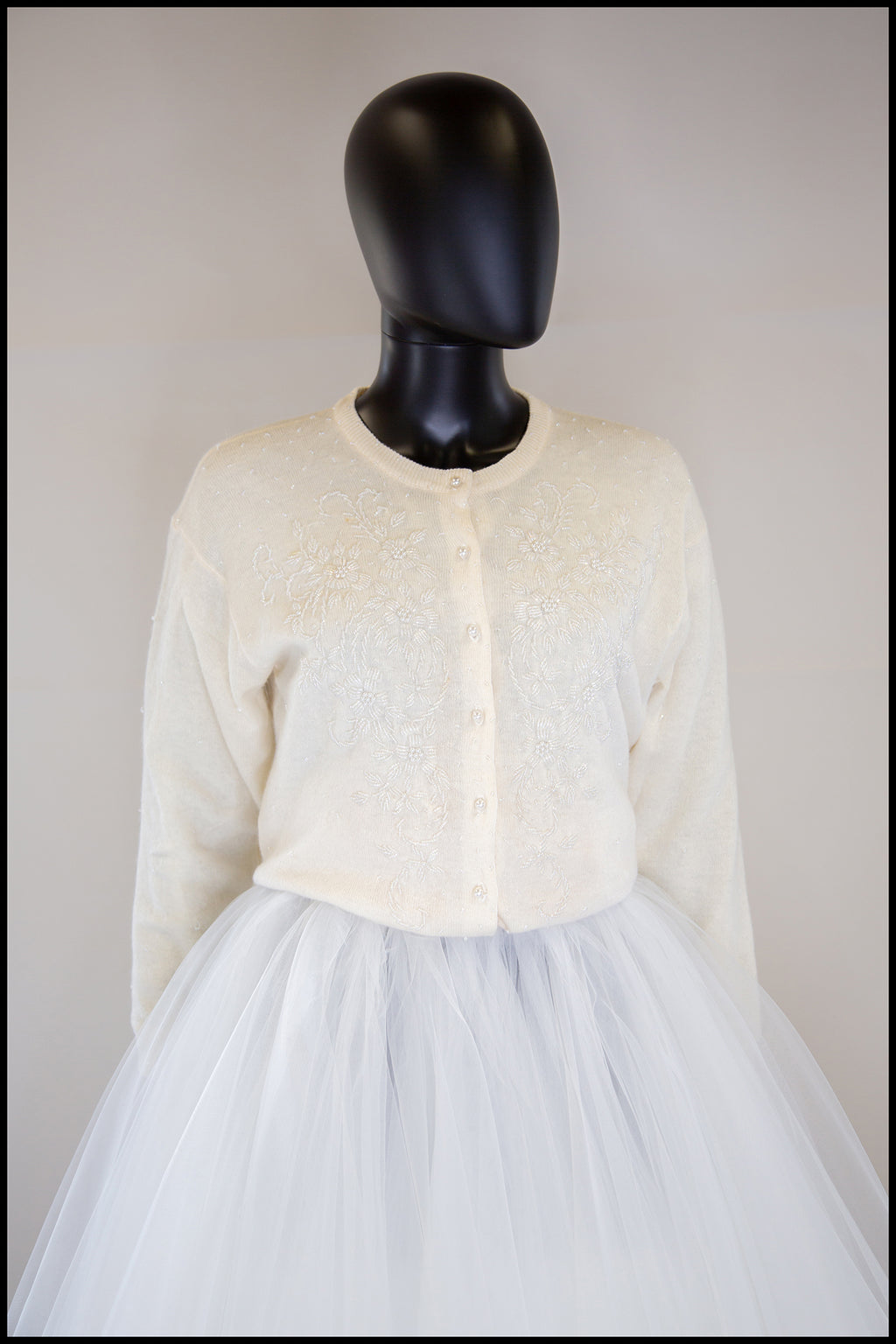 Ivory Tulle Ballet Midi Skirt