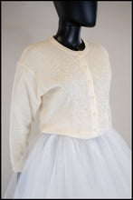 Vintage 1980s Ivory Beaded Wool Cardigan