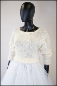 Vintage 1980s Ivory Hand Knit Mohair Sweater