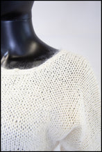 Vintage 1980s Ivory Hand Knit Mohair Sweater