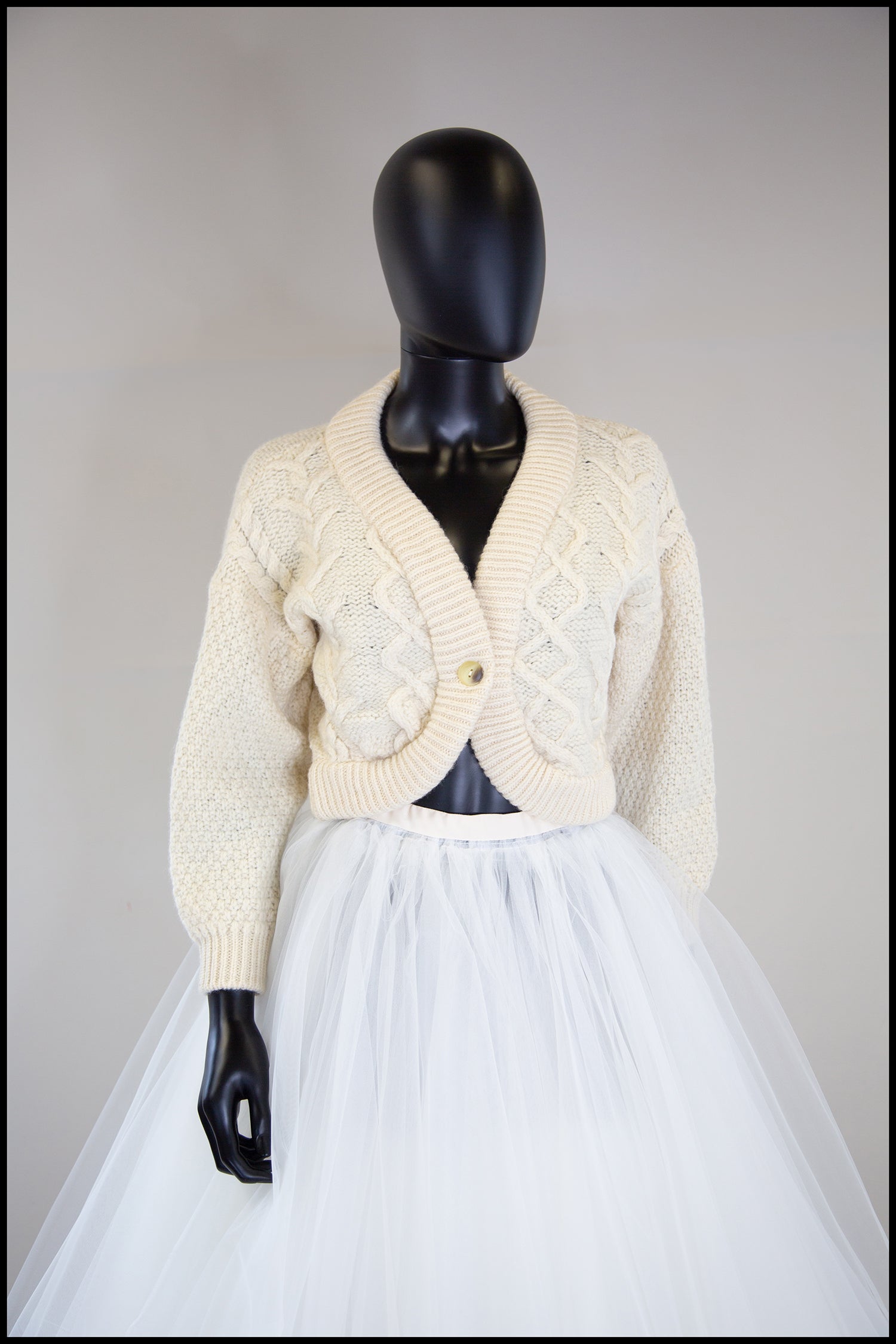 vintage cropped ivory aran cardigan bridal