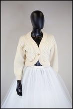vintage cropped ivory aran cardigan bridal