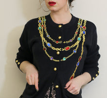Vintage 1980s Black Novelty Chain Cardigan