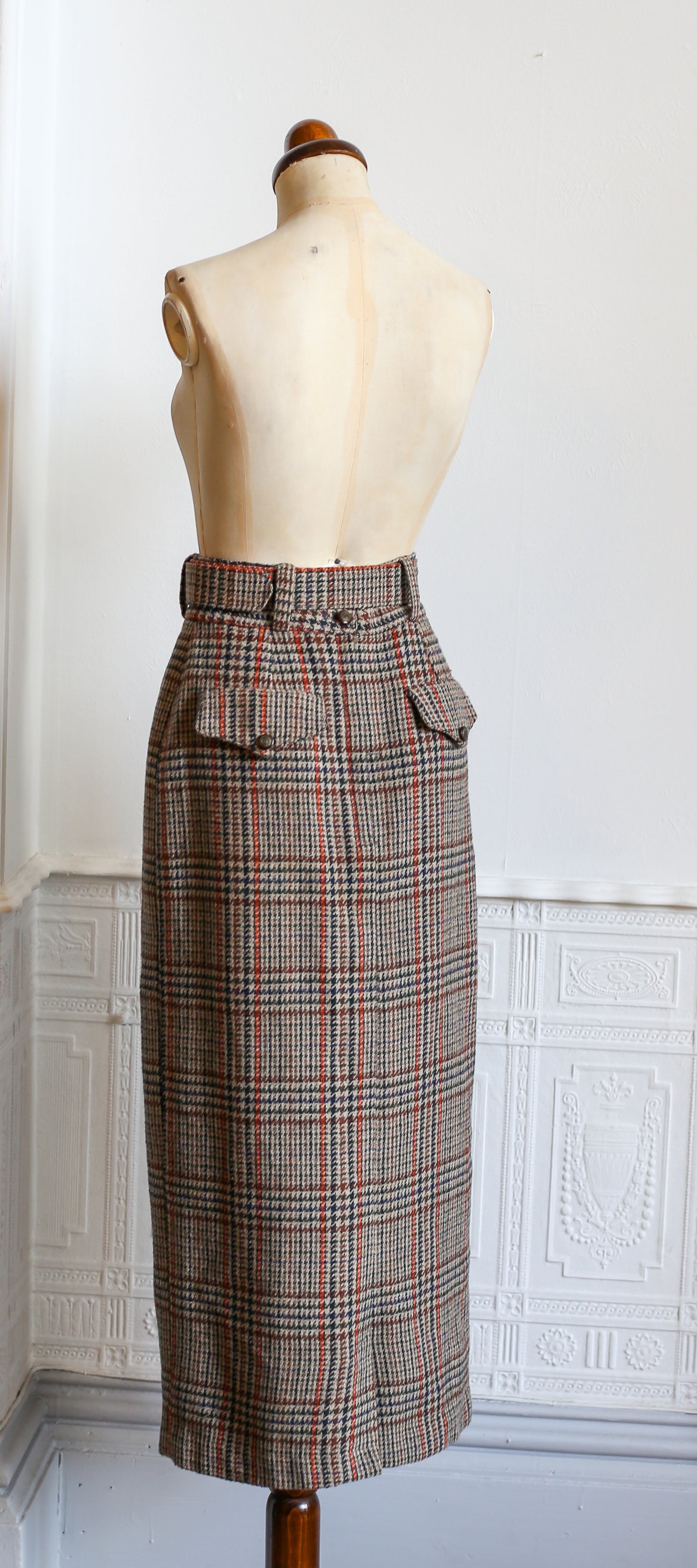 Vintage 1940s Style Tweed Long Midi Pencil Skirt ALEXANDRAKING