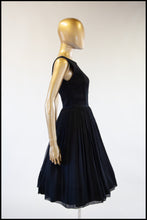Vintage 1950s Black Silk Chiffon Midi Dress