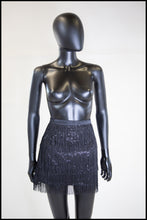 Black Fringed Sequin Mini Skirt