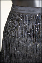 Black Fringed Sequin Mini Skirt
