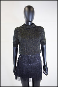 Vintage 1970s Black Gold Lurex Sweater
