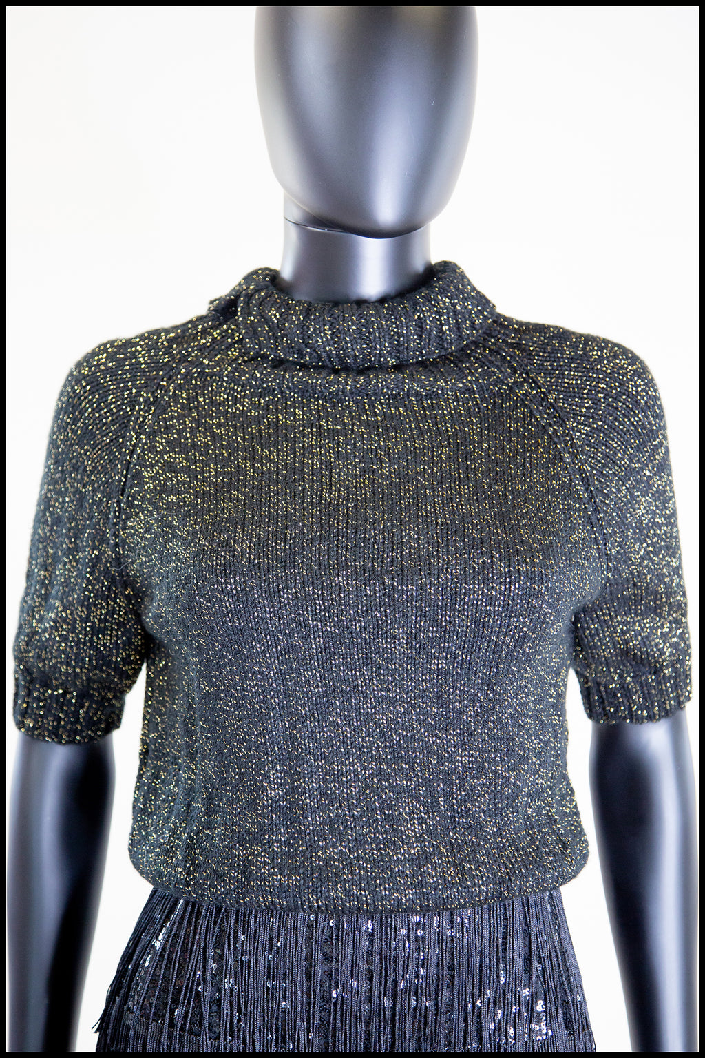 Vintage 1970s Black Gold Lurex Sweater