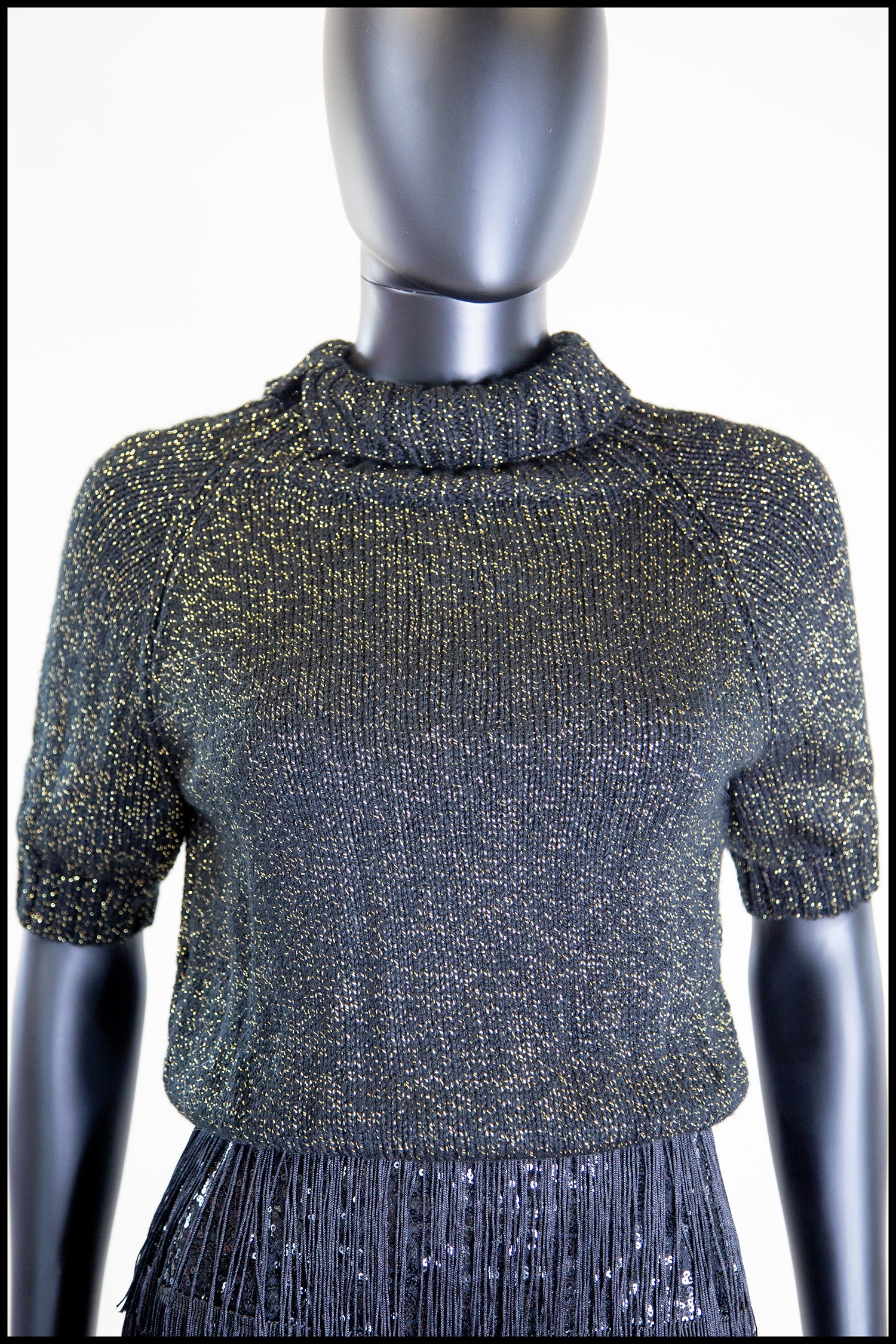 Vintage 1970s Black Gold Lurex Sweater